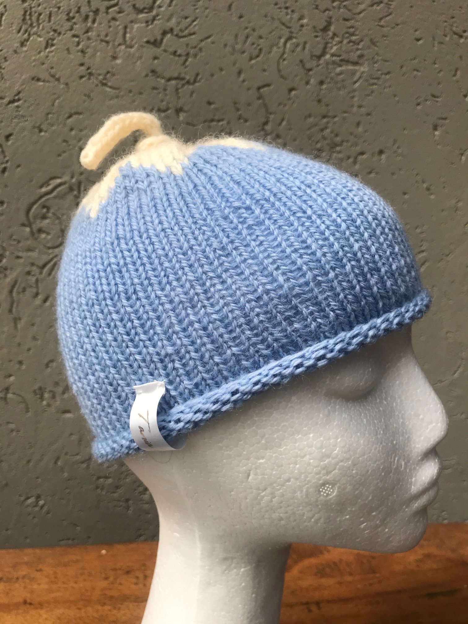 Hand Knitted Blue White Color Baby S Hat Tt Knit Hand Knitted Fashion